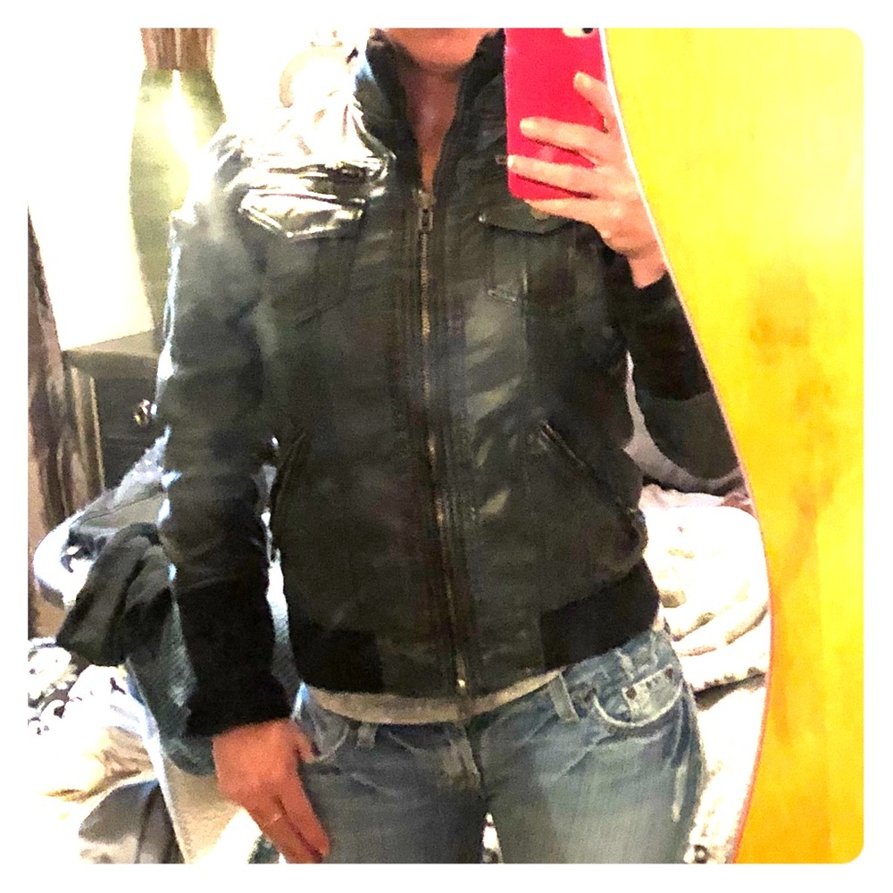 DAYTRIP Blue leather jacket from BUCKLE